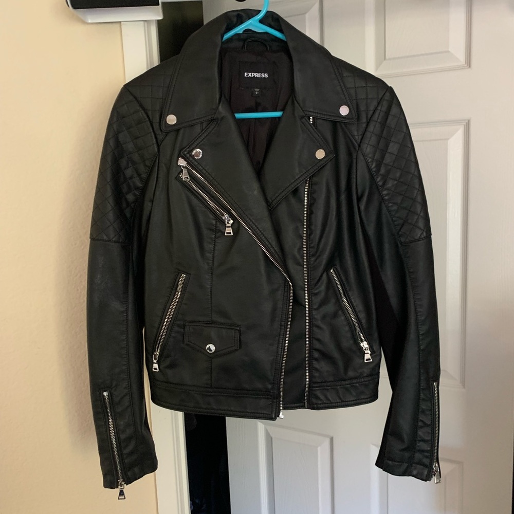 Black Faux Leather Moto Jacket